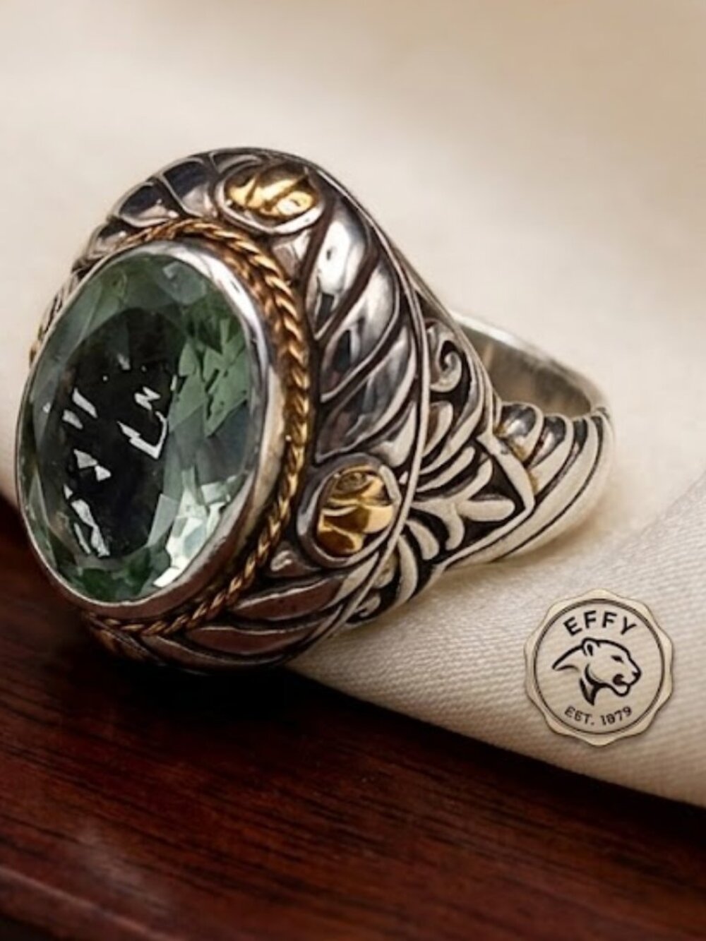 Effy Sterling Silver & 18kt Green Amethyst Ring